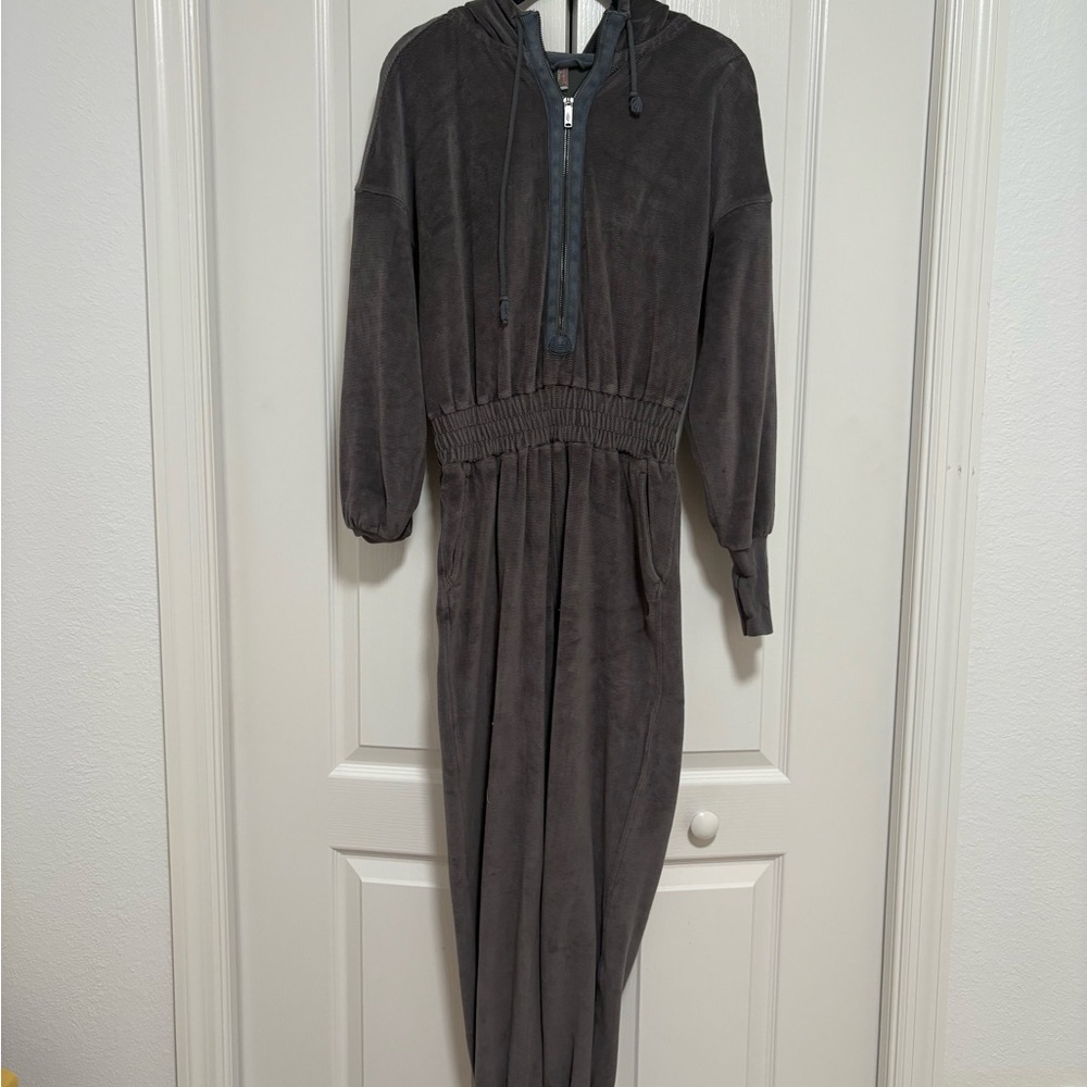 Cozy Gray Hooded Jumpsuit